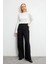 Chloe Wide Leg Kaşe Pantolon - Siyah 5