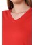 %100 Pamuk Süper Kalite V Yaka Kadın Basic Tişört Örme Pamuk Penye T-Shirt 3