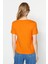 %100 Pamuk Süper Kalite Oranj V-Yaka Kadın Basic Tişört Örme Pamuk Penye T-Shirt Turuncu Orange 5