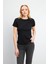 Rachel Bisiklet Yaka Slim Fit Basic Tişört - Siyah 1