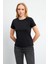 Rachel Bisiklet Yaka Slim Fit Basic Tişört - Siyah 3