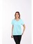 %100 Pamuk Süper Kalite Mint V Yaka Kadın Basic Tişört Örme Pamuk Penye T-Shirt 1