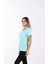 %100 Pamuk Süper Kalite Mint V Yaka Kadın Basic Tişört Örme Pamuk Penye T-Shirt 2