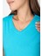 %100 Pamuk Süper Kalite Turkuaz Mavisi V Yaka Kadın Basic Tişört Örme Pamuk Penye T-Shirt 2