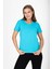 %100 Pamuk Süper Kalite Turkuaz Mavisi V Yaka Kadın Basic Tişört Örme Pamuk Penye T-Shirt 3
