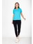%100 Pamuk Süper Kalite Turkuaz Mavisi V Yaka Kadın Basic Tişört Örme Pamuk Penye T-Shirt 4