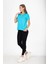 %100 Pamuk Süper Kalite Turkuaz Mavisi V Yaka Kadın Basic Tişört Örme Pamuk Penye T-Shirt 5
