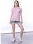 Süper Kalite Pembe V Yaka Kadın Tişört Düz Renk Basic Organik Pamuk Örme Penye T-Shirt 3