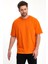 %100 Organik Pamuk Erkek Düz Turuncu Tişört Regular Fit / Normal Kesim Oranj 4