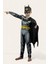 Batman Kaslı Çocuk Kostümü Siyah Pelerinli Maskeli Süper Kahraman Kaslı Kostümü 3