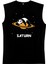 Satürnde Panda Siyah Kesik Kol / Kolsuz Erkek T-Shirt 2