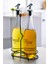 Pure 2'li Siyah Metal Standlı Ahşap Saplı Yağdanlık Seti Şeffaf Etiketli Cam Yağlık 750 ml Cys-15 2