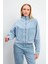 Marla Sky Blue Oversize Geniş Kesim Jean Ceket - Sky Blue 3