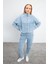 Marla Sky Blue Oversize Geniş Kesim Jean Ceket - Sky Blue 4
