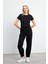 Mary Regular Fit Paçası Detaylı Yumuşak Dokulu Jogging Pantolon(Cupro) - Siyah 2