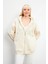 Sallina Kapüşonlu Fermuarlı Oversize Sweatshirt - Kemik 1
