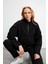 Kadın Yarım Fermuarlı Paraşüt Sweatshirt - Siyah 1
