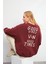 Good Wibes Baskılı Sweatshirt - Kestane 1