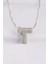 316L Çelik Zincirli Zirkon Taşlı T Harfli Silver Renk Bubble Kolye - TJ-BKO8586 1