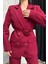 Kadın Ikili Blazer Ceket Pantolon Takım Aksesuar ve Düğme Detaylı Bol Paça 4