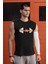 Şimşekli Spor Siyah Kesik Kol / Kolsuz Erkek T-Shirt 1