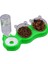 Çift Hazneli 3' Lü Beslenme Mama ve Su Kabı Yeşil 500 ml 36 x 21 x 16 cm 1