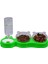 Çift Hazneli 3' Lü Beslenme Mama ve Su Kabı Yeşil 500 ml 36 x 21 x 16 cm 3