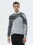Açık Gri Bisiklet Yaka Desenli Yün Karışımlı Triko Kazak 1