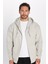 Unisex Relax Fit Rahat Kesim Pamuklu İçi Polarlı Çift Cepli Fermuarlı Taş Renk Kapüşonlu Sweatshirt 4