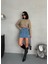 Kadın Mavi Denim Mini Etek 5