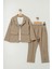 Keten Ceketli Çimalı Erkek Çocuk 3 lü takım - Toprak 1