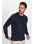 Unisex Relax Fit Rahat Kesim Pamuk Bisiklet Yaka Lacivert Sweatshirt 1