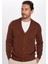 Erkek Slim Fit Düğmeli Düz Pamuklu Kahverengi Hırka 1