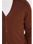 Erkek Slim Fit Düğmeli Düz Pamuklu Kahverengi Hırka 3