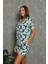 Kadın Papatya Desen Düğmeli Şortlu Pijama Takımı 2