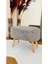 Oval Model Ahşap Ayaklı Teddy Kumaş Dekoratif Puf Bench 4