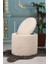 Sandıklı 45 x 45 cm Peluş Krem Kumaşlı Çok Amaçlı Puf Koltuk 2