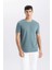 Slim Fit Dar Kesim Bisiklet Yaka Basic Düz Kısa Kollu Tişört M6608AZ25SP 1