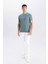 Slim Fit Dar Kesim Bisiklet Yaka Basic Düz Kısa Kollu Tişört M6608AZ25SP 2