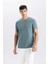 Slim Fit Dar Kesim Bisiklet Yaka Basic Düz Kısa Kollu Tişört M6608AZ25SP 3
