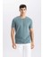 Slim Fit Dar Kesim Bisiklet Yaka Basic Düz Kısa Kollu Tişört M6608AZ25SP 4