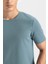 Slim Fit Dar Kesim Bisiklet Yaka Basic Düz Kısa Kollu Tişört M6608AZ25SP 5