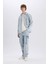 %100 Pamuk Oversize Geniş Kalıp Uzun Kollu Jean Gömlek D8333AX25SP 2
