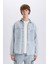 %100 Pamuk Oversize Geniş Kalıp Uzun Kollu Jean Gömlek D8333AX25SP 3