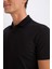 Slim Fit Dar Kesim Kısa Kollu Pamuklu Modal Karışımlı Basic Düz Siyah Polo Tişört M6609AZ25SP 5