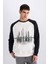 Oversize Geniş Kalıp Bisiklet Yaka Baskılı Sweatshirt D6997AX25SP 4