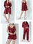 Kadın Bordo Saten Gelin 6'lı Çeyiz Seti Sabahlık & Gecelik & Pijama Şortlu Takım Q8U6O3K0KKA 1