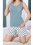 Kadın Mavi Askılı Üst & Şortlu Pijama Takımı Q6U1O1K9KA 1