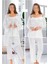 Lohusa Hamile 3 Parça Sabahlıklı Ekru Pijama Takımıqk.k. 1