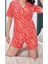 Kadın Pamuklu Kırmızı Desenli Önden Düğmeli & Şortlu Pijama Takımı Q6U1O0K6KA 1